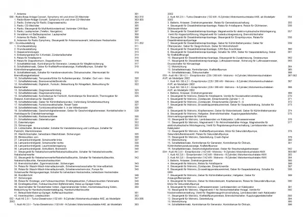 Audi A8 Typ 4D 2001-2002 Schaltplan Stromlaufplan Verkabelung Elektrik Pläne PDF