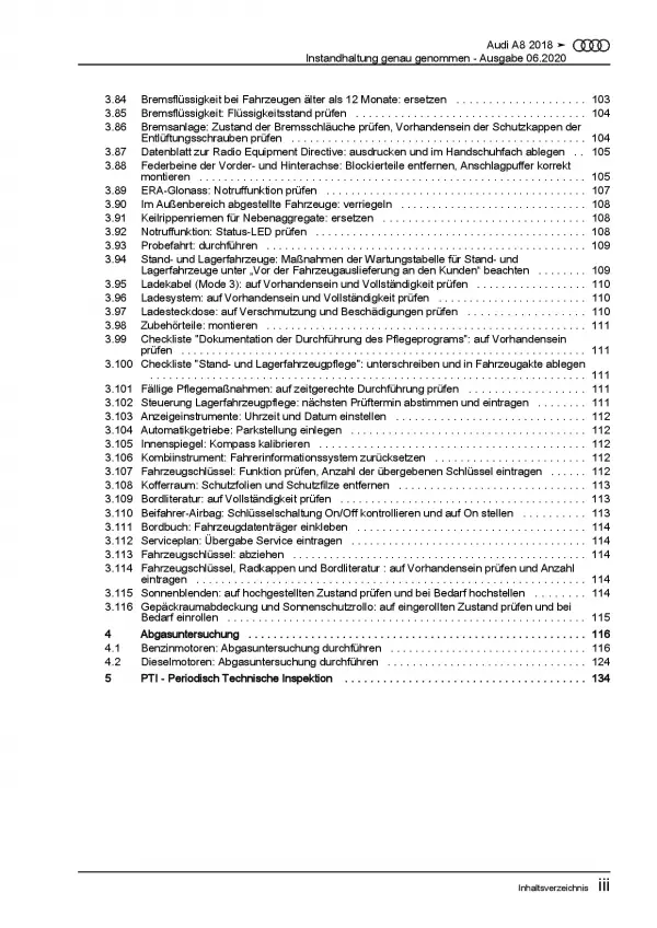 Audi A8 Typ 4N ab 2017 Instandhaltung Inspektion Wartung Reparaturanleitung PDF