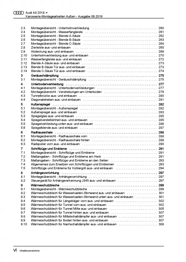 Audi A8 Typ 4N ab 2017 Karosserie Montagearbeiten Innen Reparaturanleitung PDF