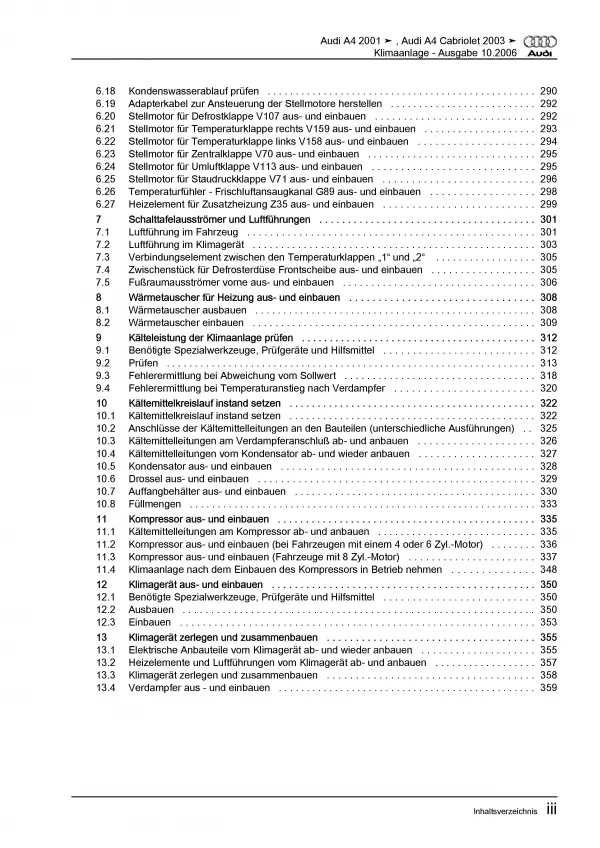 Audi A4 8H Cabriolet 2002-2009 Klimaanlage Climatronic Reparaturanleitung PDF