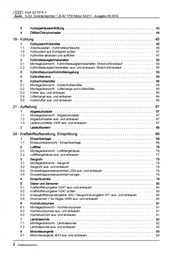  Audi Q2 Typ GA ab 2016 3-Zyl. 1,0l Benzinmotor Reparaturanleitung PDF