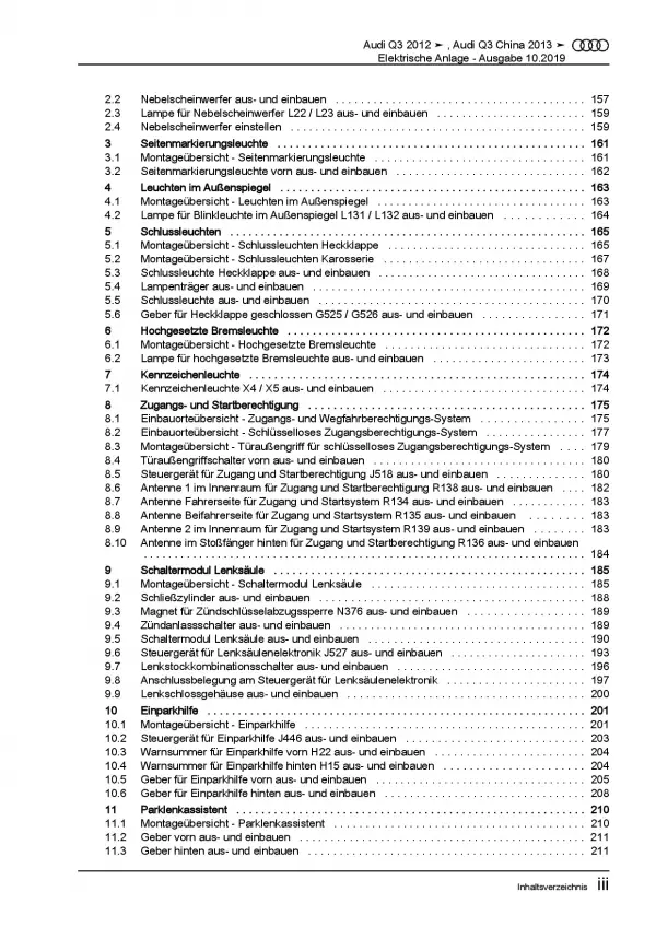 Audi Q3 Typ 8U 2011-2018 Elektrische Anlage Elektrik Systeme Reparaturanleitung