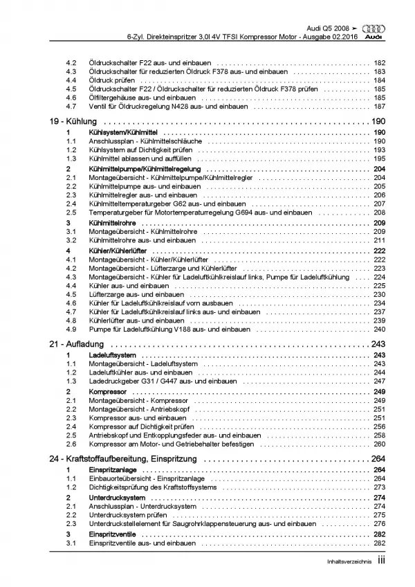 Audi Q5 8R 2008-2017 6-Zyl. 3,0l Benzinmotor 272-354 PS Reparaturanleitung PDF