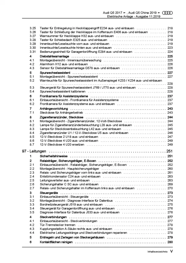 Audi Q5 FY ab 2016 Elektrische Anlage Elektrik Systeme Reparaturanleitung PDF