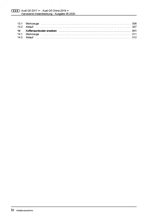Audi Q5 Typ FY ab 2016 Karosserie Unfall Instandsetzung Reparaturanleitung PDF