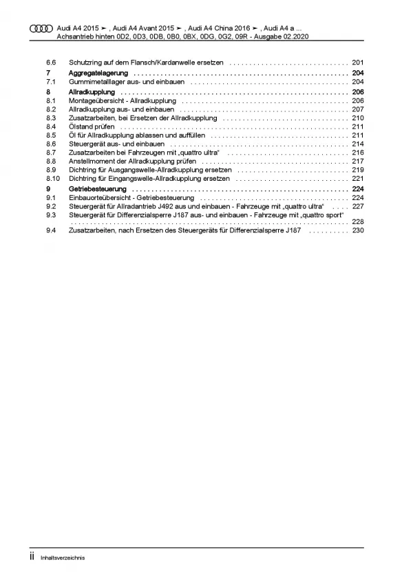 Audi Q5 Typ FY ab 2016 Kardanwelle Achsantrieb hinten Reparaturanleitung PDF