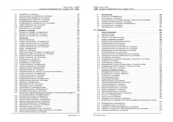 Audi Q7 Typ 4L 2005-2015 Karosserie Montagearbeiten Innen Reparaturanleitung PDF