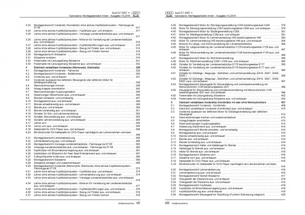 Audi Q7 Typ 4L 2005-2015 Karosserie Montagearbeiten Innen Reparaturanleitung