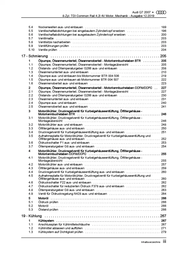 Audi Q7 4L (05-15) 8-Zyl. Dieselmotor 326-340 PS Mechanik Reparaturanleitung PDF