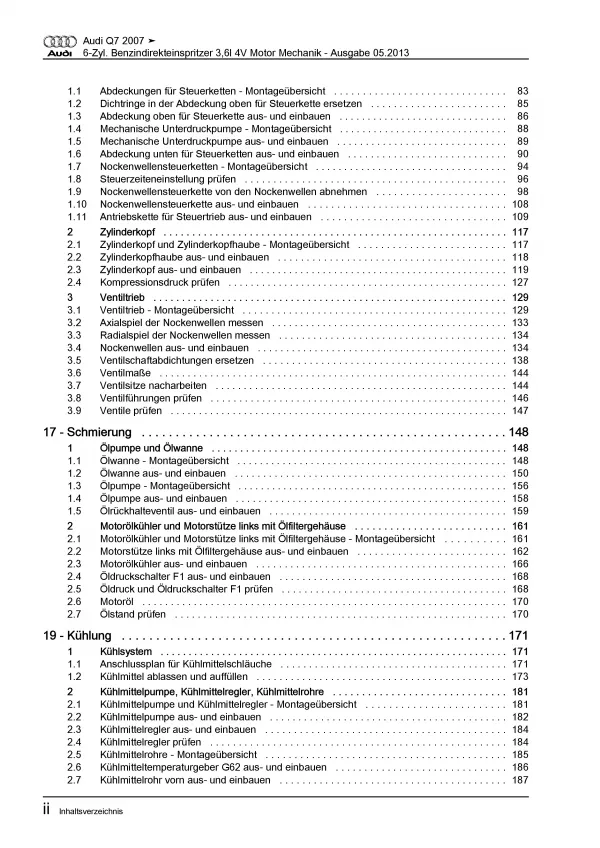 Audi Q7 4L 2005-2015 6-Zyl. Benzinmotor 280 PS Mechanik Reparaturanleitung PDF