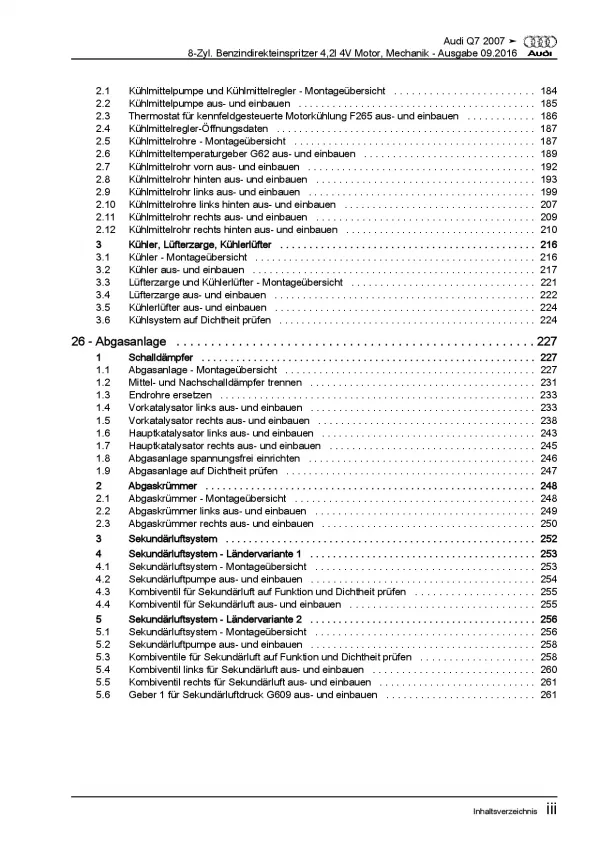 Audi Q7 4L 2005-2015 8-Zyl. Benzinmotor 349 PS Mechanik Reparaturanleitung PDF