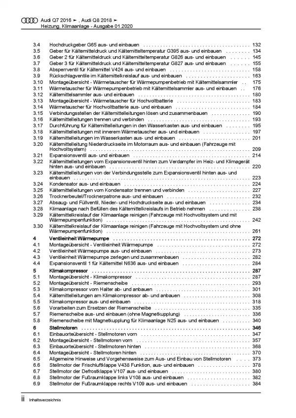 Audi Q7 Typ 4M ab 2015 Heizung Belüftung Klimaanlage Reparaturanleitung PDF