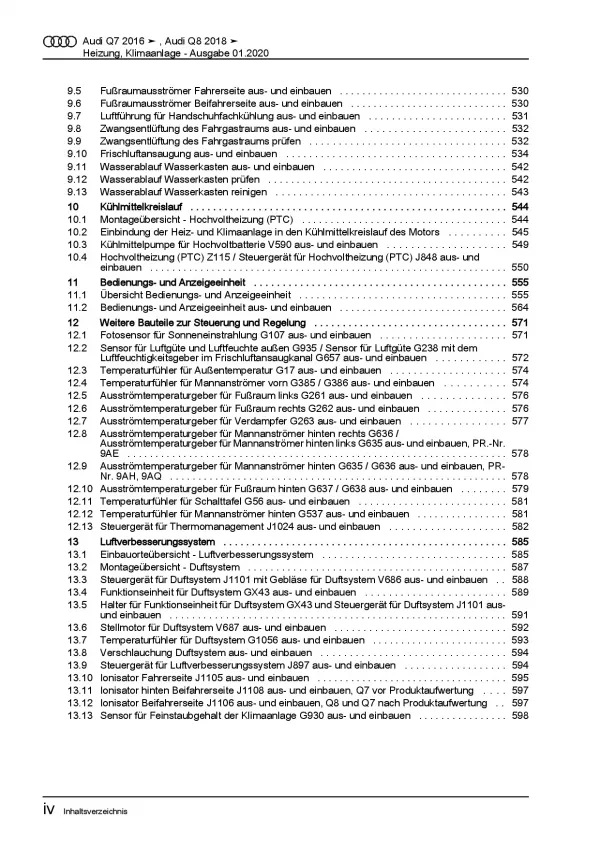 Audi Q7 Typ 4M ab 2015 Heizung Belüftung Klimaanlage Reparaturanleitung PDF