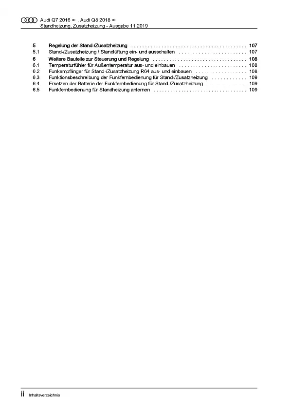 Audi Q7 Typ 4M ab 2015 Standheizung Zusatzheizung Reparaturanleitung PDF