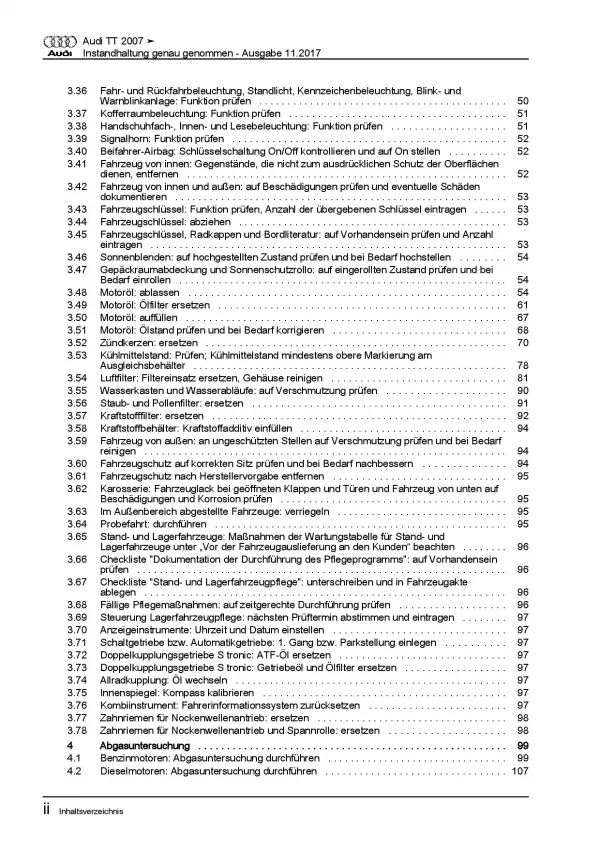 Audi TT 8J 2006-2014 Instandhaltung Inspektion Wartung Reparaturanleitung PDF