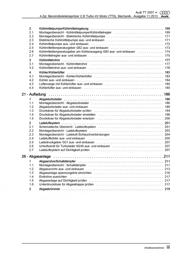 Audi TT 8J (06-14) 4-Zyl. Benzinmotor 265-272 PS Mechanik Reparaturanleitung PDF