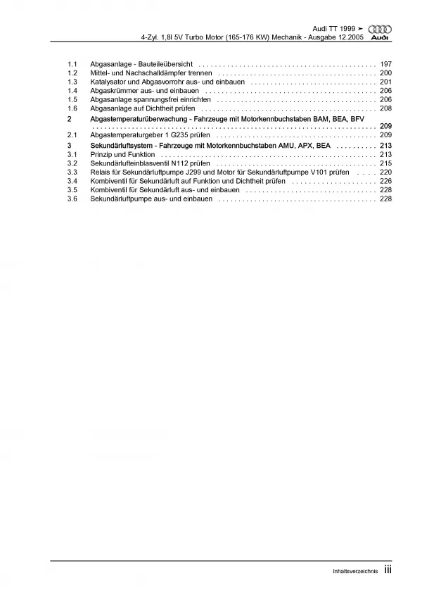 Audi TT 8N 1998-2006 4-Zyl. Benzinmotor 225-245 PS Mechanik Reparaturanleitung