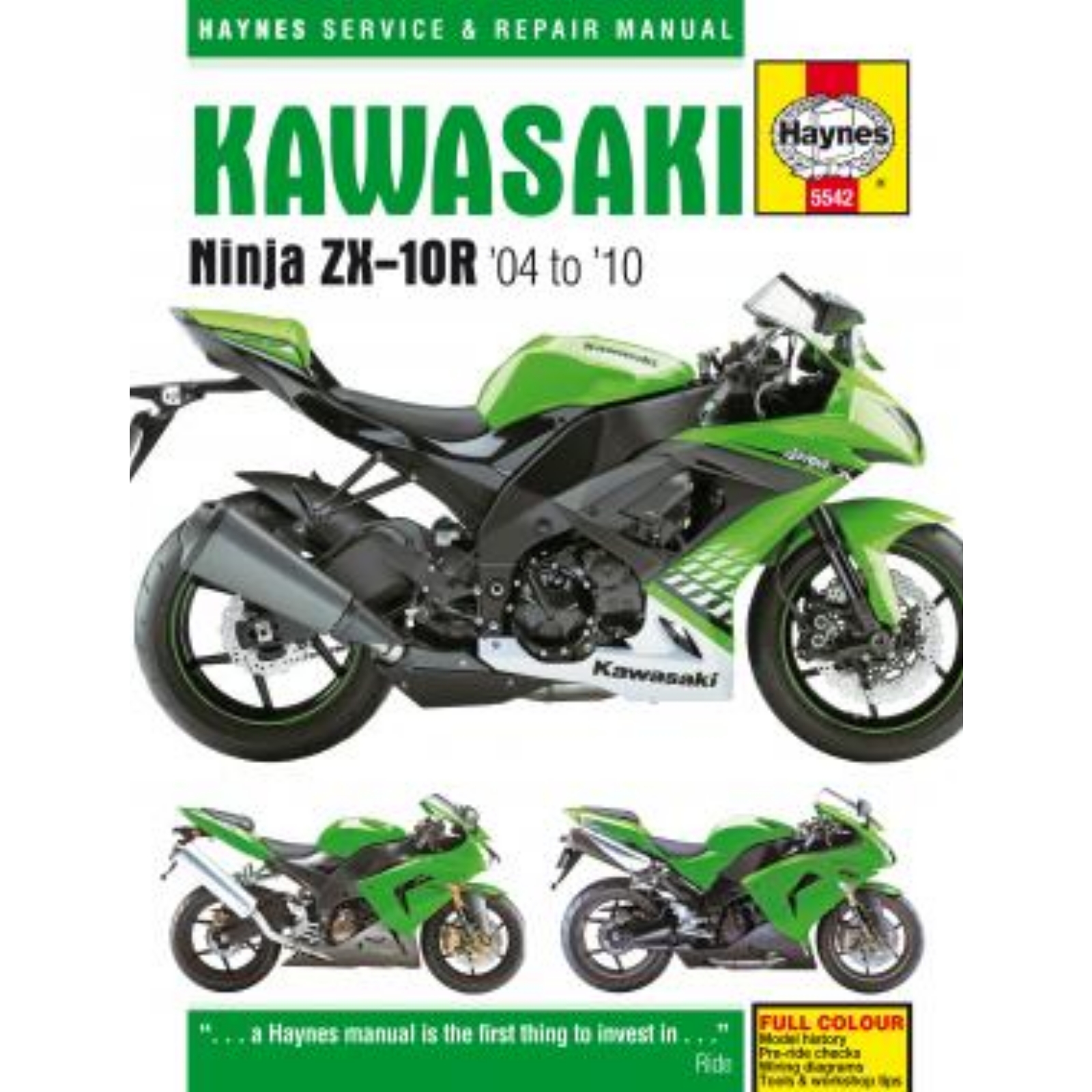 Kawasaki Ninja ZX-10R Modellauto – Grün, Maßstab 1/12, Mit Ständer, Ab 2004, Ca. 18 Cm