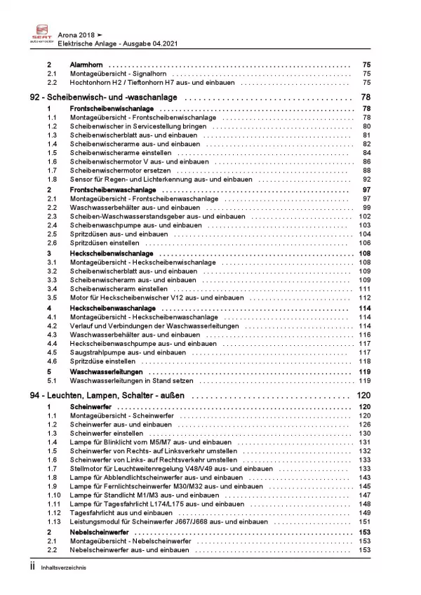 Seat Arona KJ ab 2017 Elektrische Anlage Elektrik Systeme Reparaturanleitung PDF