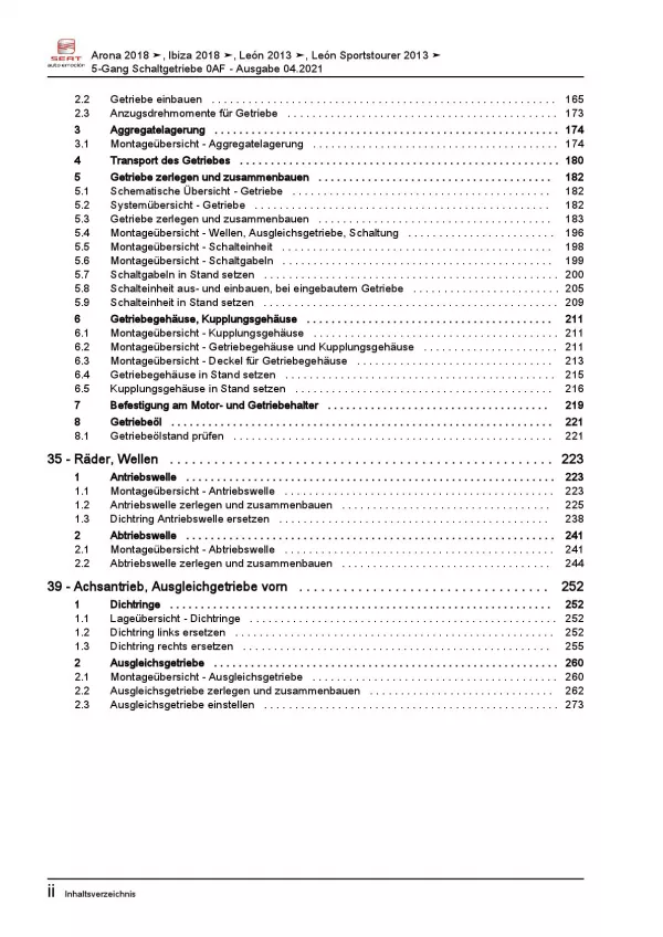 Seat Arona KJ ab 2017 5 Gang Schaltgetriebe 0AF Kupplung Reparaturanleitung PDF