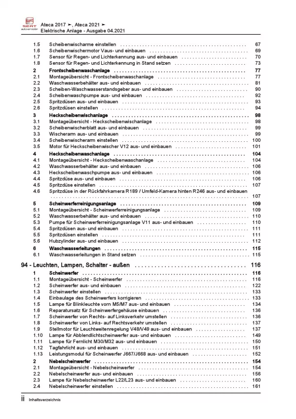 SEAT Ateca KH ab 2016 Elektrische Anlage Elektrik Systeme Reparaturanleitung PDF