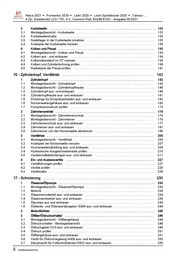 SEAT Ateca KH ab 2020 4-Zyl. Dieselmotor TDI 115-200 PS Reparaturanleitung PDF