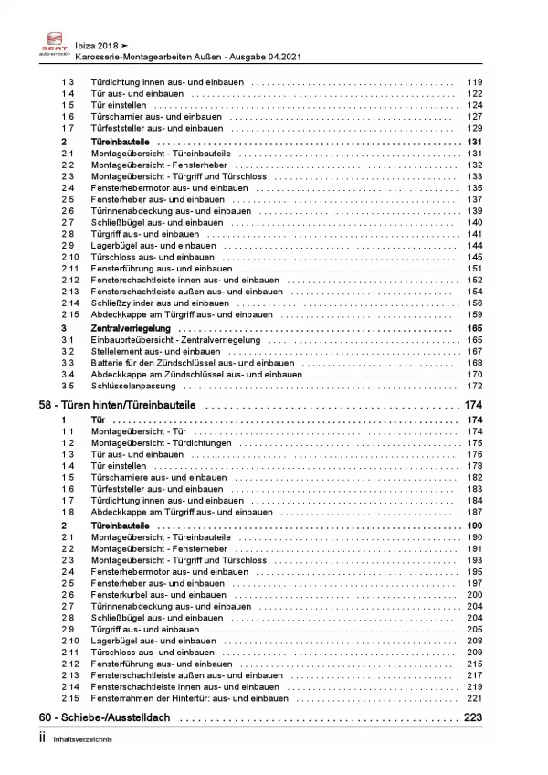 SEAT Ibiza 6F 2017-2021 Karosserie Montagearbeiten Außen Reparaturanleitung PDF