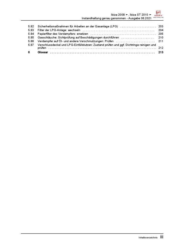 SEAT Ibiza 6J 2008-2015 Instandhaltung Inspektion Wartung Reparaturanleitung PDF