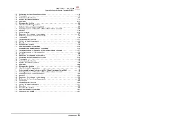 SEAT Leon 1P 2005-2012 Karosserie Unfall Instandsetzung Reparaturanleitung PDF