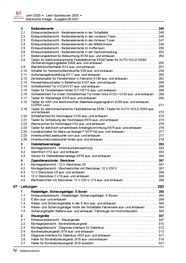 SEAT Leon KL ab 2019 Elektrische Anlage Elektrik Systeme Reparaturanleitung PDF