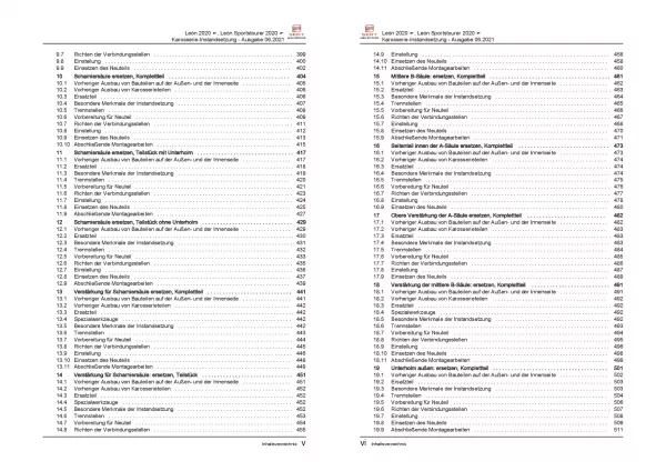 SEAT Leon Typ KL ab 2019 Karosserie Unfall Instandsetzung Reparaturanleitung PDF