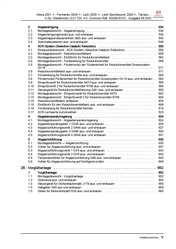 SEAT Leon KL ab 2019 4-Zyl. Dieselmotor TDI 115-200 PS Reparaturanleitung PDF