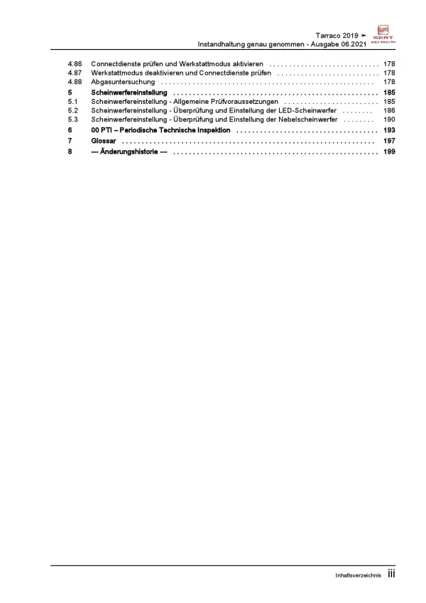 Seat Tarraco KN ab 2018 Instandhaltung Inspektion Wartung Reparaturanleitung PDF