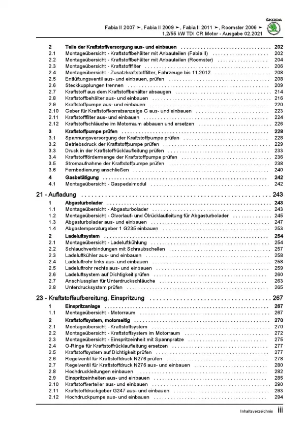 SKODA Fabia 5J (06-14) 3-Zyl. 1,2l Dieselmotor TDI 75 PS Reparaturanleitung PDF