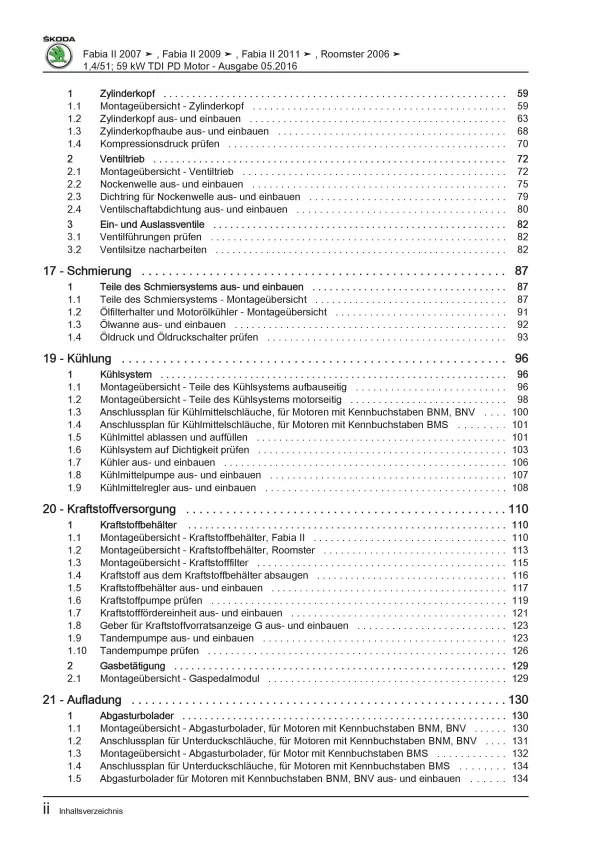 SKODA Fabia 5J 2006-2014 3-Zyl. Dieselmotor TDI 69-80 PS Reparaturanleitung PDF