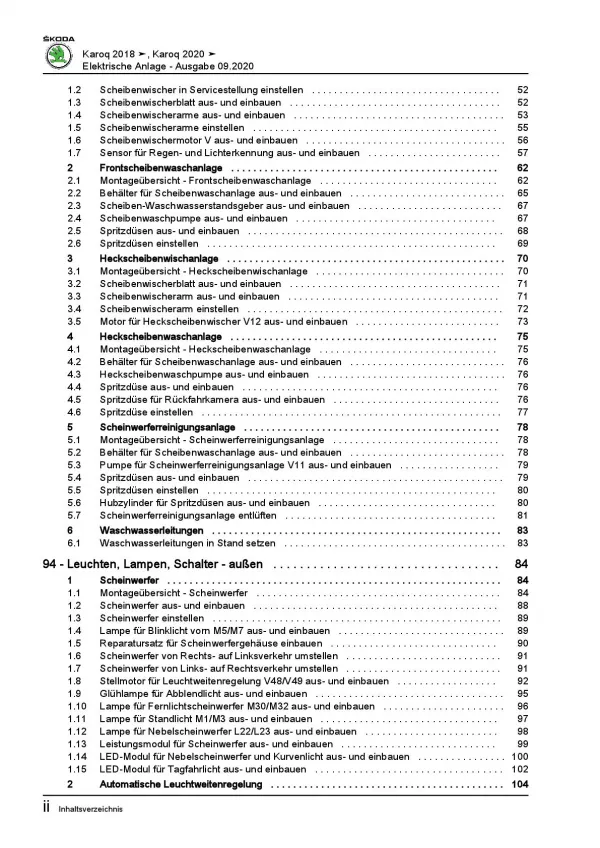 Skoda Karoq ab 2017 Elektrische Anlage Elektrik Systeme Reparaturanleitung PDF