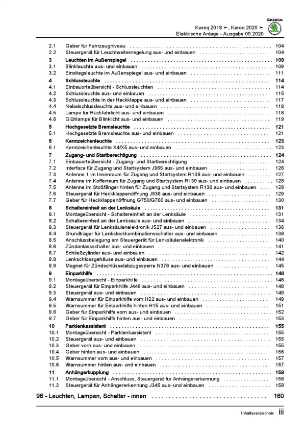 Skoda Karoq ab 2017 Elektrische Anlage Elektrik Systeme Reparaturanleitung PDF