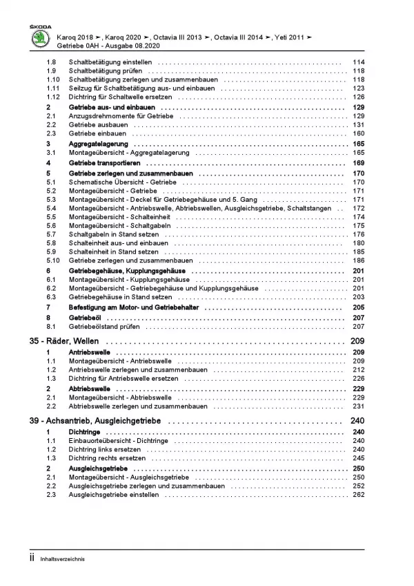 Skoda Karoq NU ab 2017 6 Gang Schaltgetriebe 0C9 Kupplung Reparaturanleitung PDF