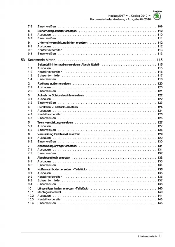 Skoda Kodiaq Typ NS ab 2016 Karosserie Unfall Instandsetzung Reparaturanleitung