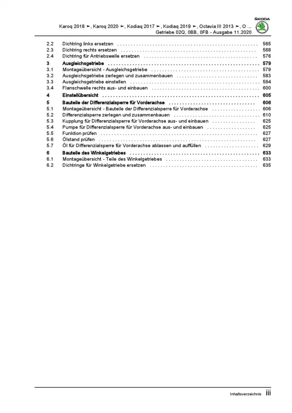 Skoda Kodiaq NS ab 2016 6 Gang Schaltgetriebe Kupplung Reparaturanleitung