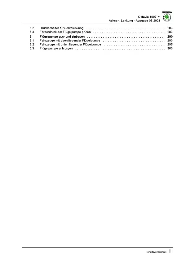 SKODA Octavia Typ 1U 1996-2010 Fahrwerk Achsen Lenkung Reparaturanleitung PDF