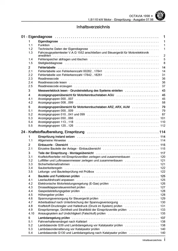 SKODA Octavia Typ 1U 1996-2010 Einspritz- Zündanlage 150 PS Reparaturanleitung