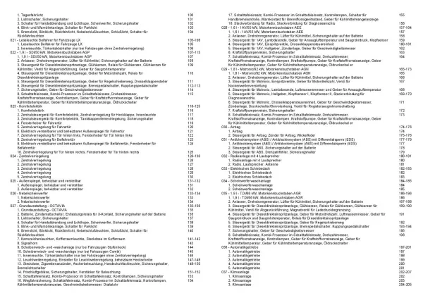 SKODA Octavia 1U 1996-1999 Schaltplan Stromlaufplan Verkabelung Elektrik Pläne