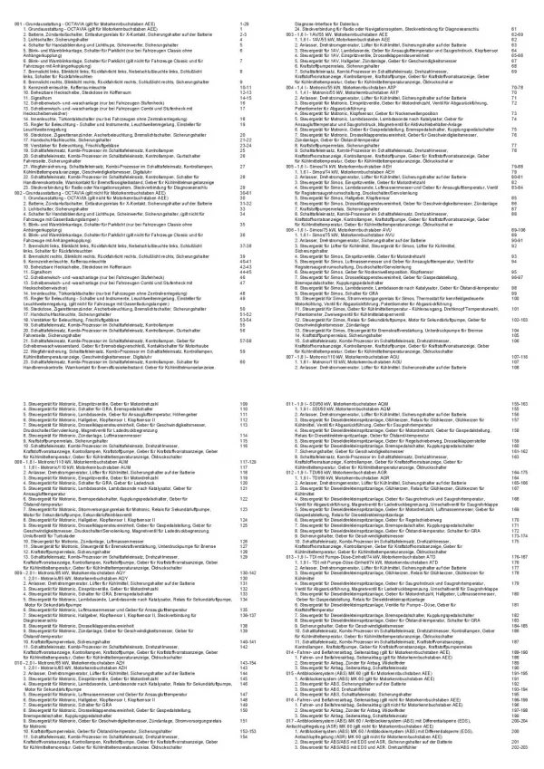 SKODA Octavia 1U 2001-2004 Schaltplan Stromlaufplan Verkabelung Elektrik Pläne