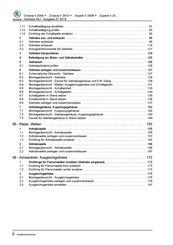 SKODA Octavia 1Z 2004-2013 6 Gang Schaltgetriebe 0AJ Kupplung Reparaturanleitung