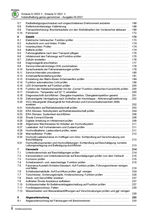 SKODA Octavia NN ab 2019 Instandhaltung Inspektion Wartung Reparaturanleitung