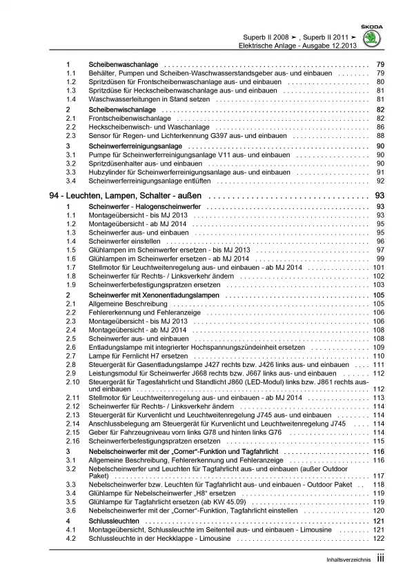 SKODA Superb Typ 3T 2008-2015 Elektrische Anlage Systeme Reparaturanleitung PDF