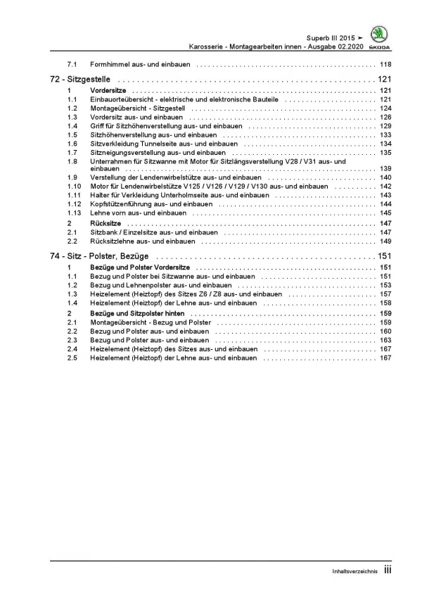 SKODA Superb 3V ab 2015 Karosserie Montagearbeiten Innen Reparaturanleitung PDF