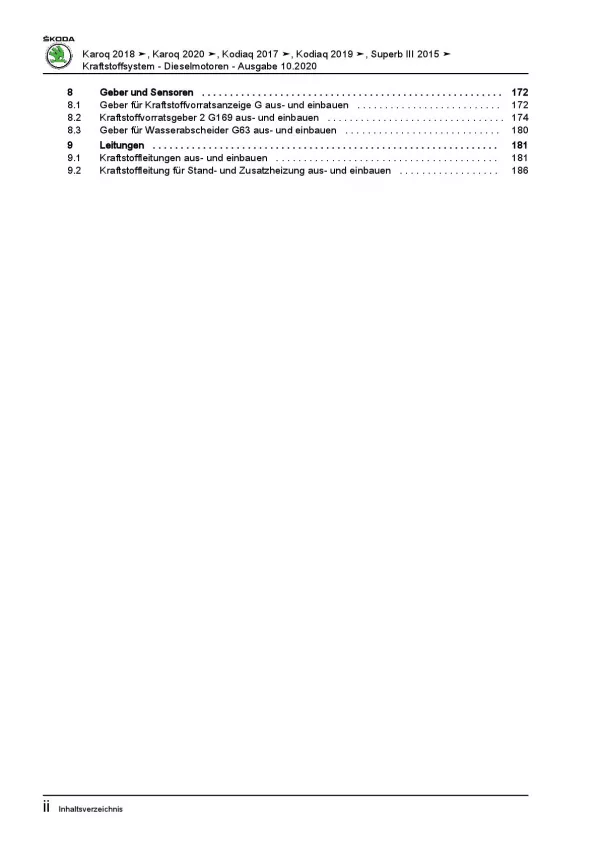 SKODA Superb 3V ab 2015 Kraftstoffversorgung Dieselmotoren Reparaturanleitung