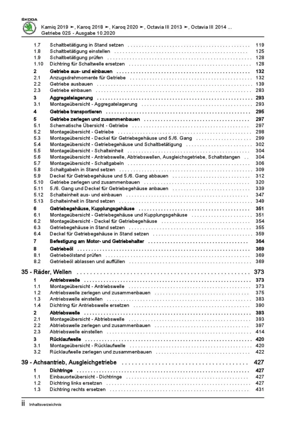 SKODA Superb 3V ab 2015 6 Gang Schaltgetriebe 02S Kupplung Reparaturanleitung